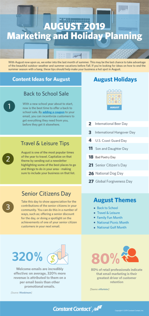 [Infographic] August 2019 Marketing and Holiday Planning